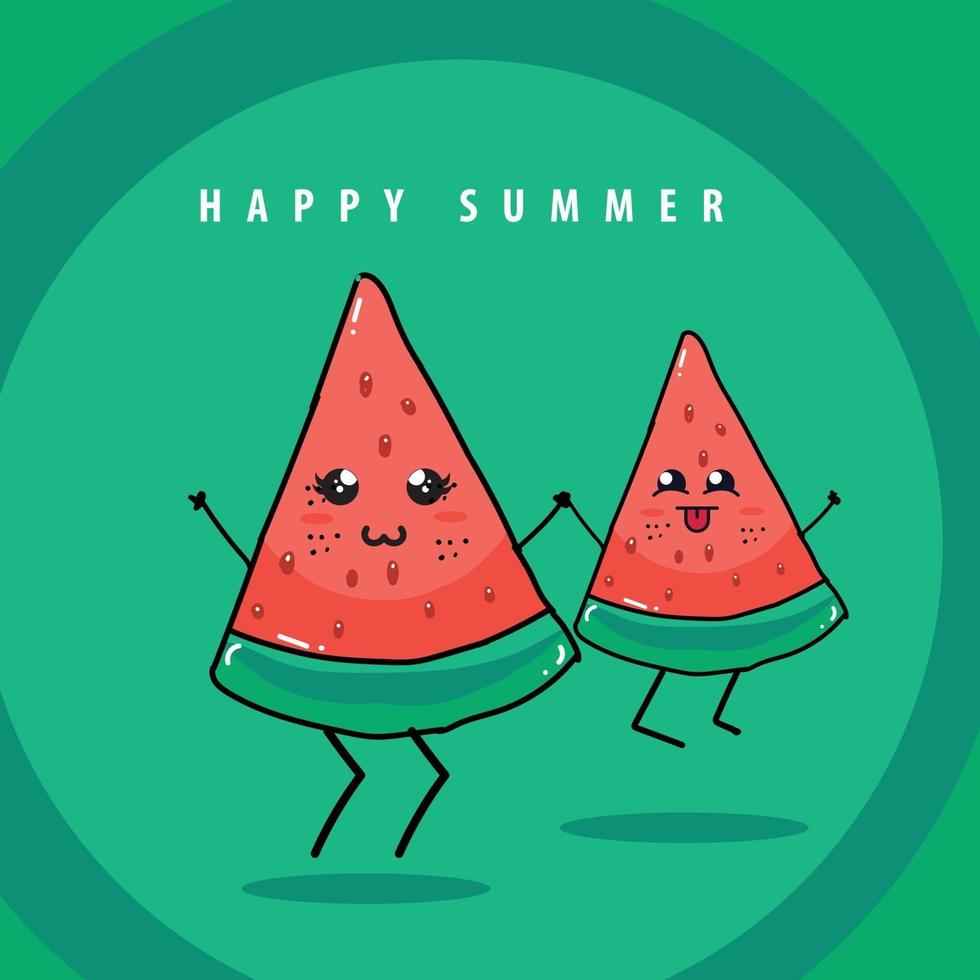 Cute Watermelon Cartoon vector