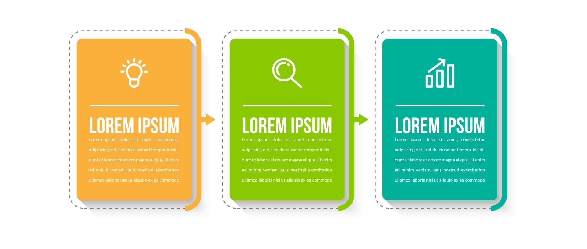 Visualization of 3 Stepped Business Process vector