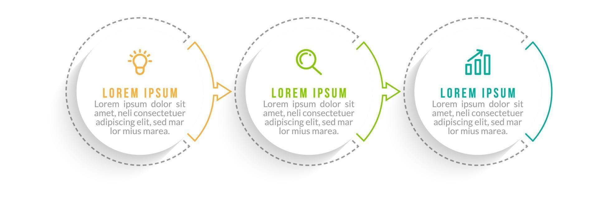 Visualization of 3 Stepped Business Process vector