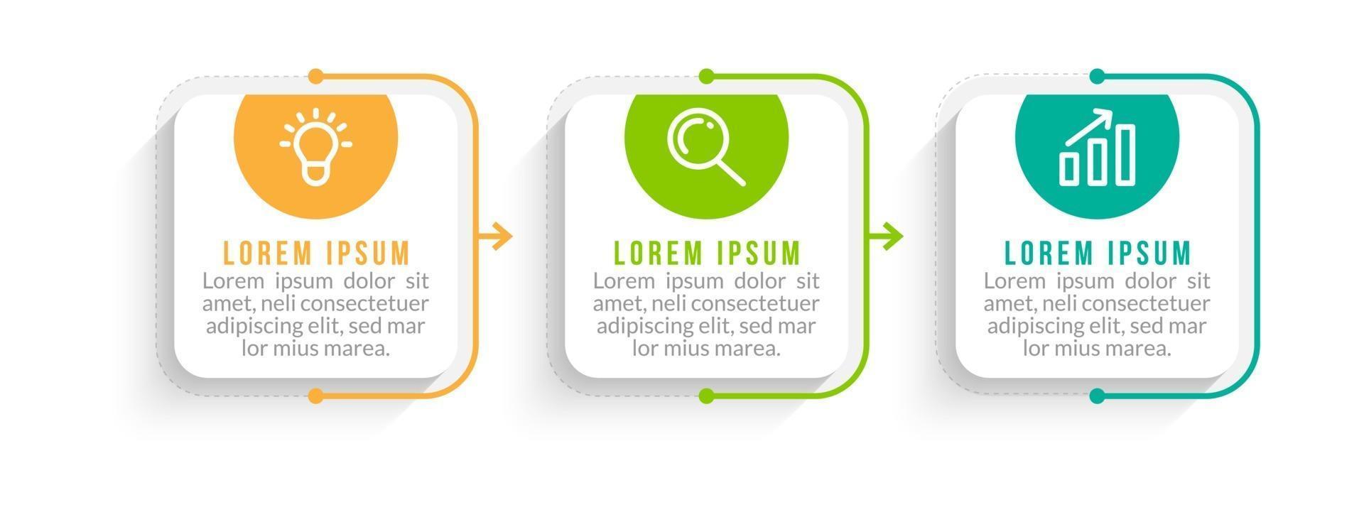 Visualization of 3 Stepped Business Process vector