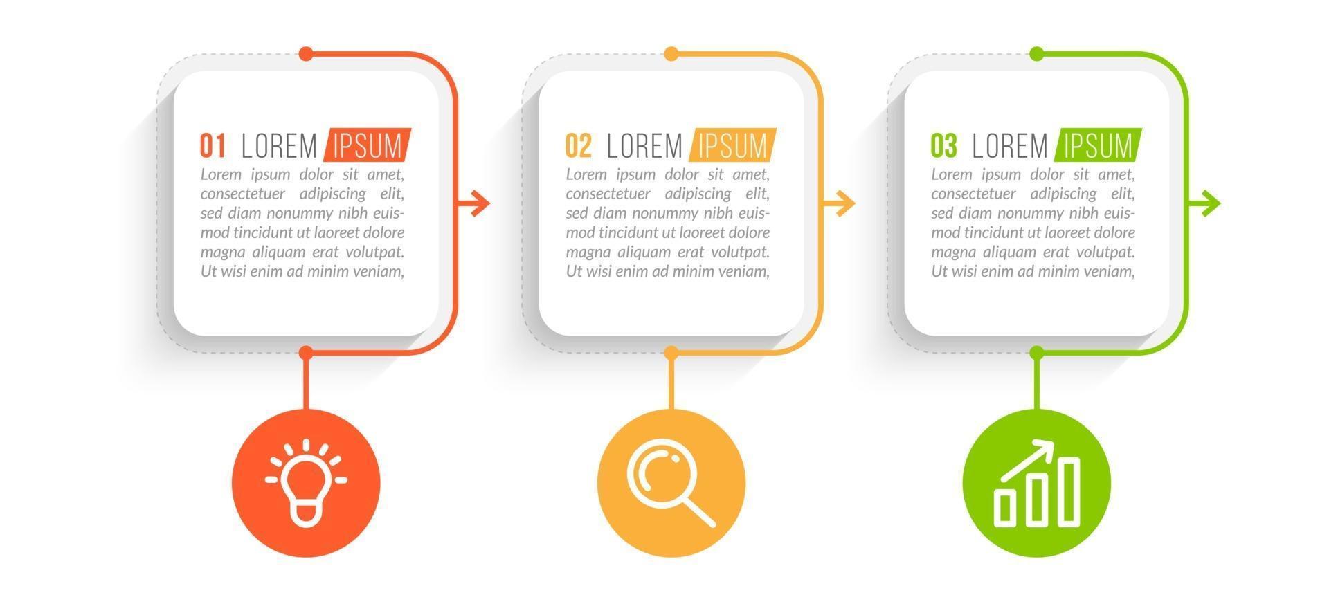 Visualization of 3 Stepped Business Process vector