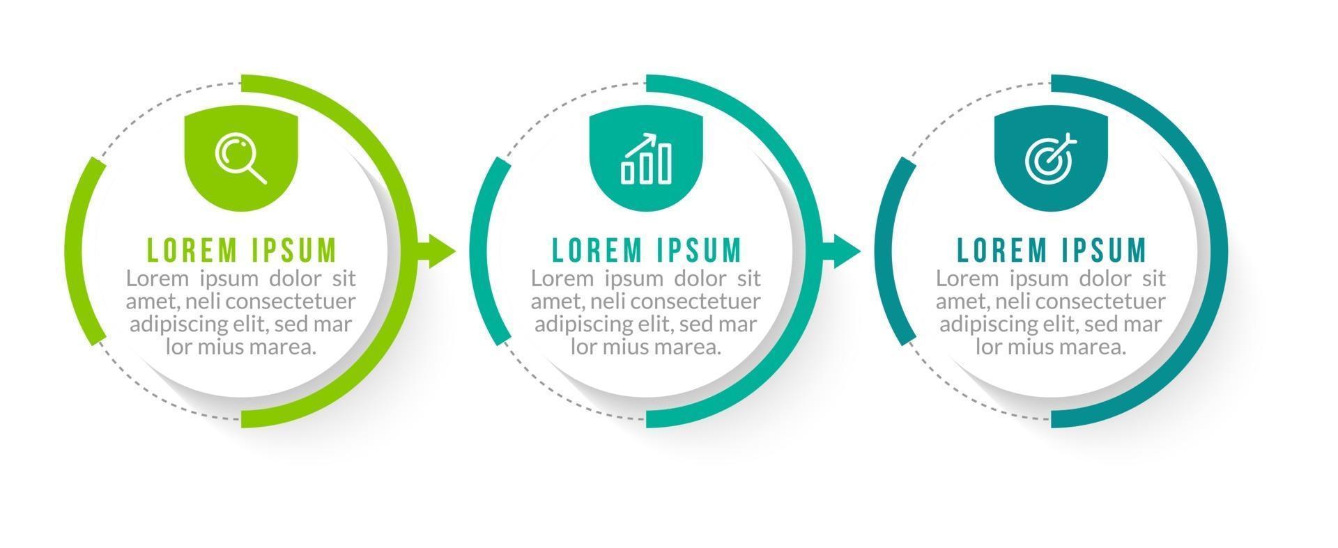 Visualization of 3 Stepped Business Process vector