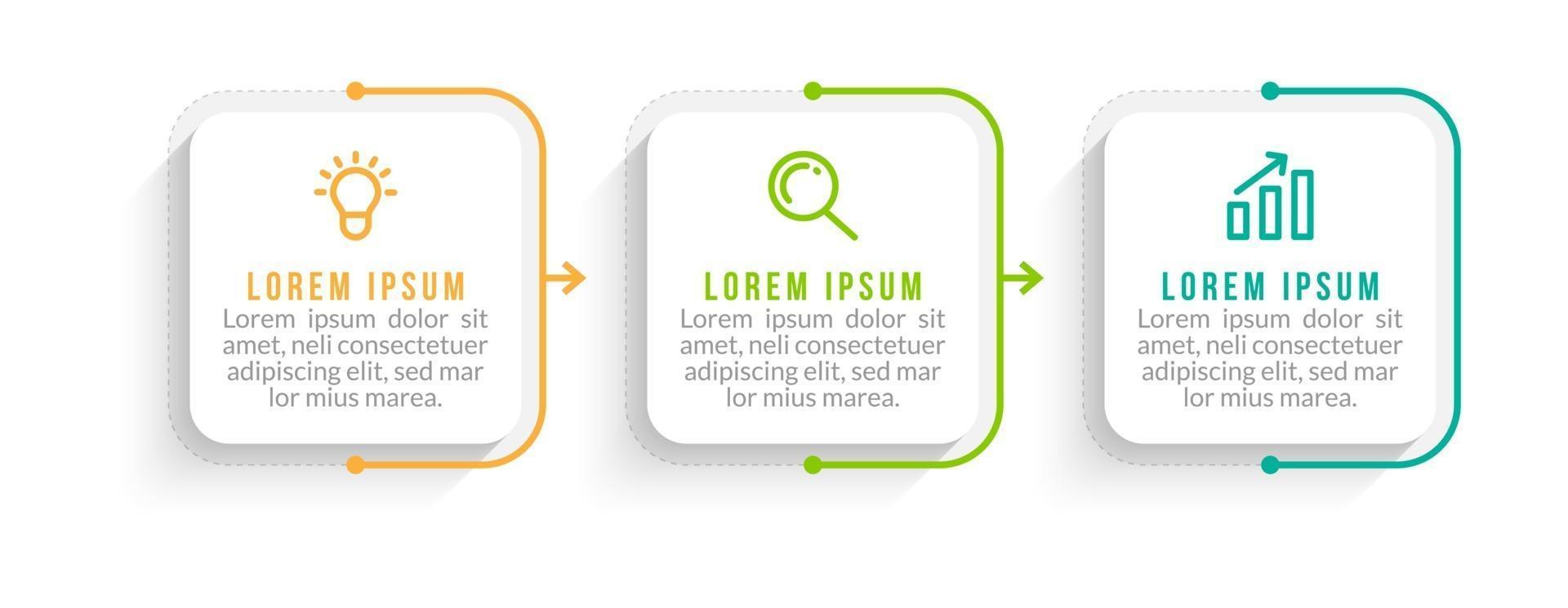 Visualization of 3 Stepped Business Process vector