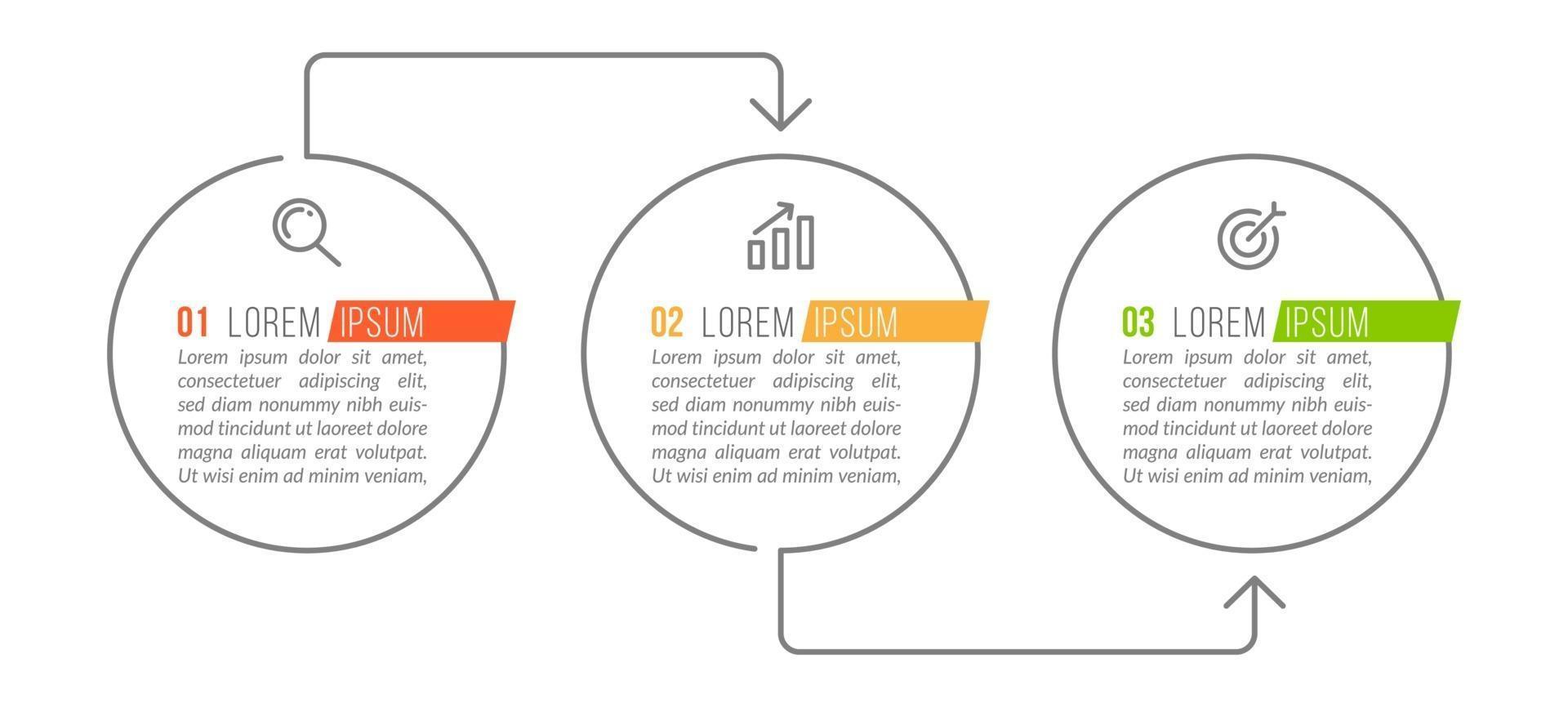 Visualization of 3 Stepped Business Process vector