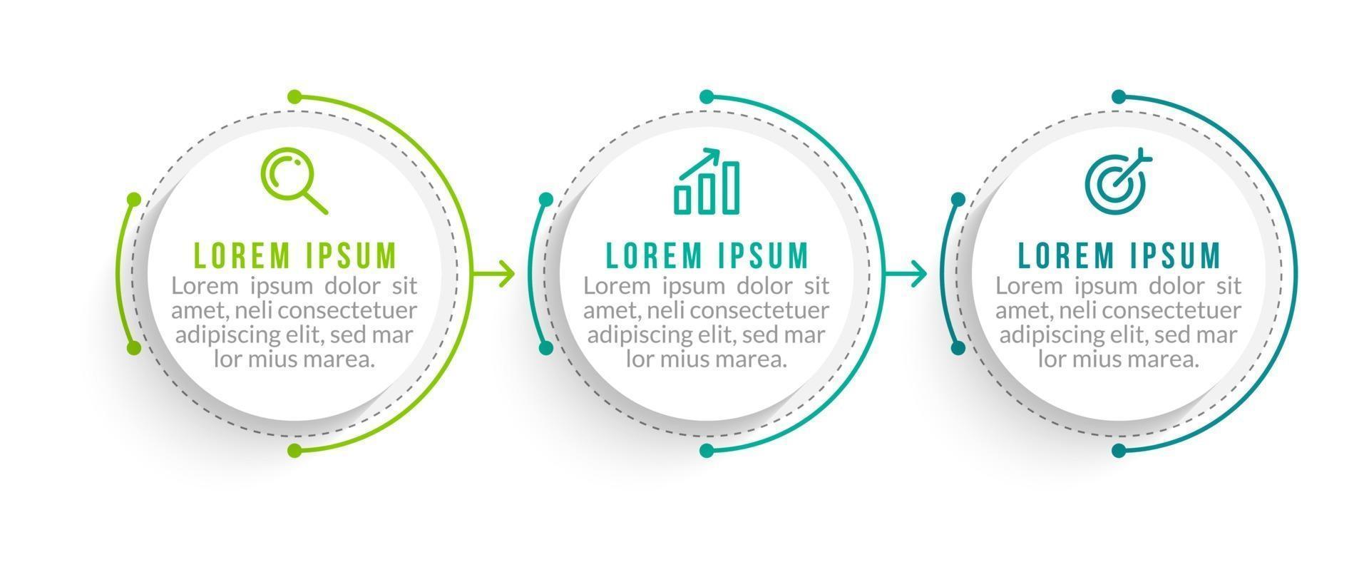 Visualization of 3 Stepped Business Process vector