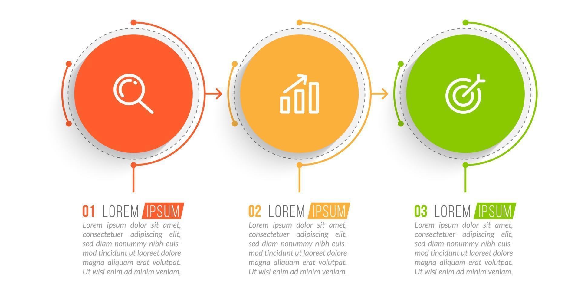 Visualization of 3 Stepped Business Process vector