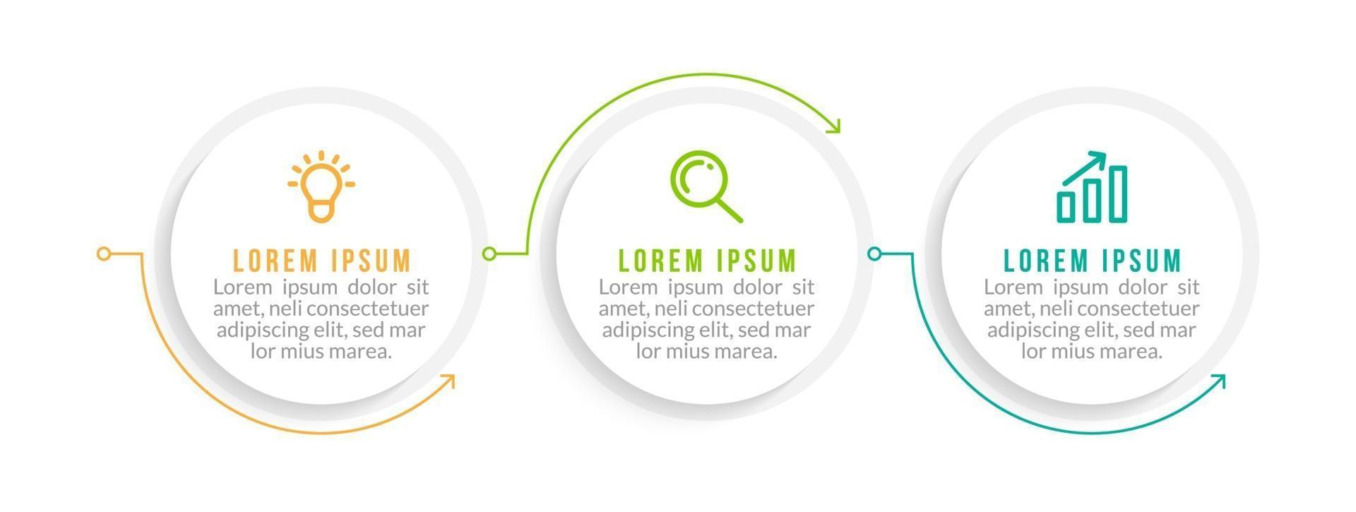 Visualization of 3 Stepped Business Process vector