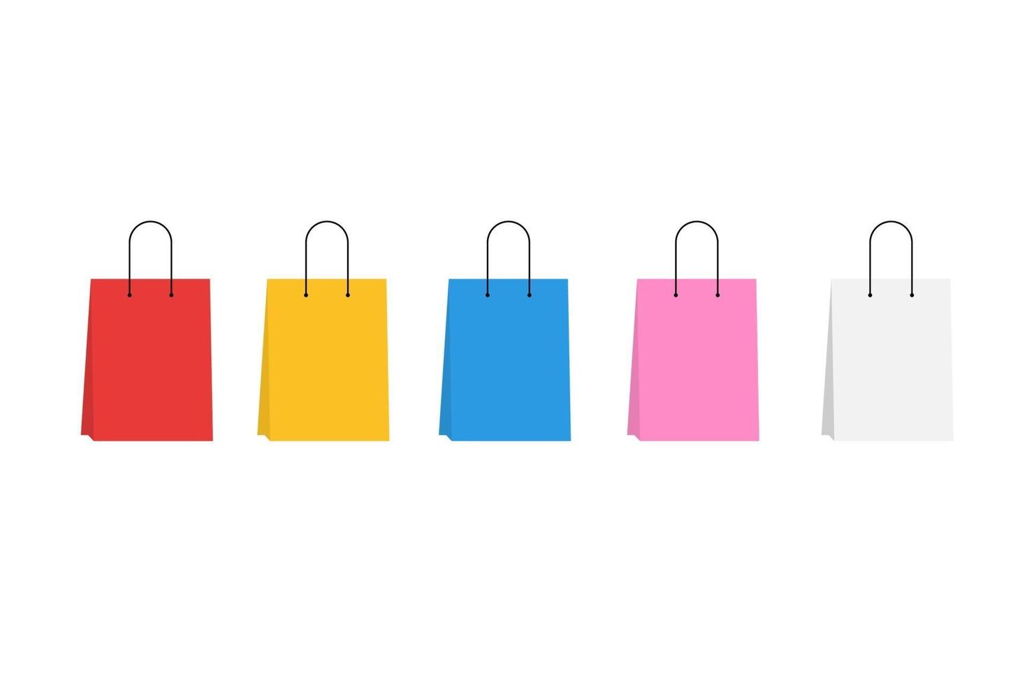 Colored empty shopping bags set. Vector Isolated Illustration