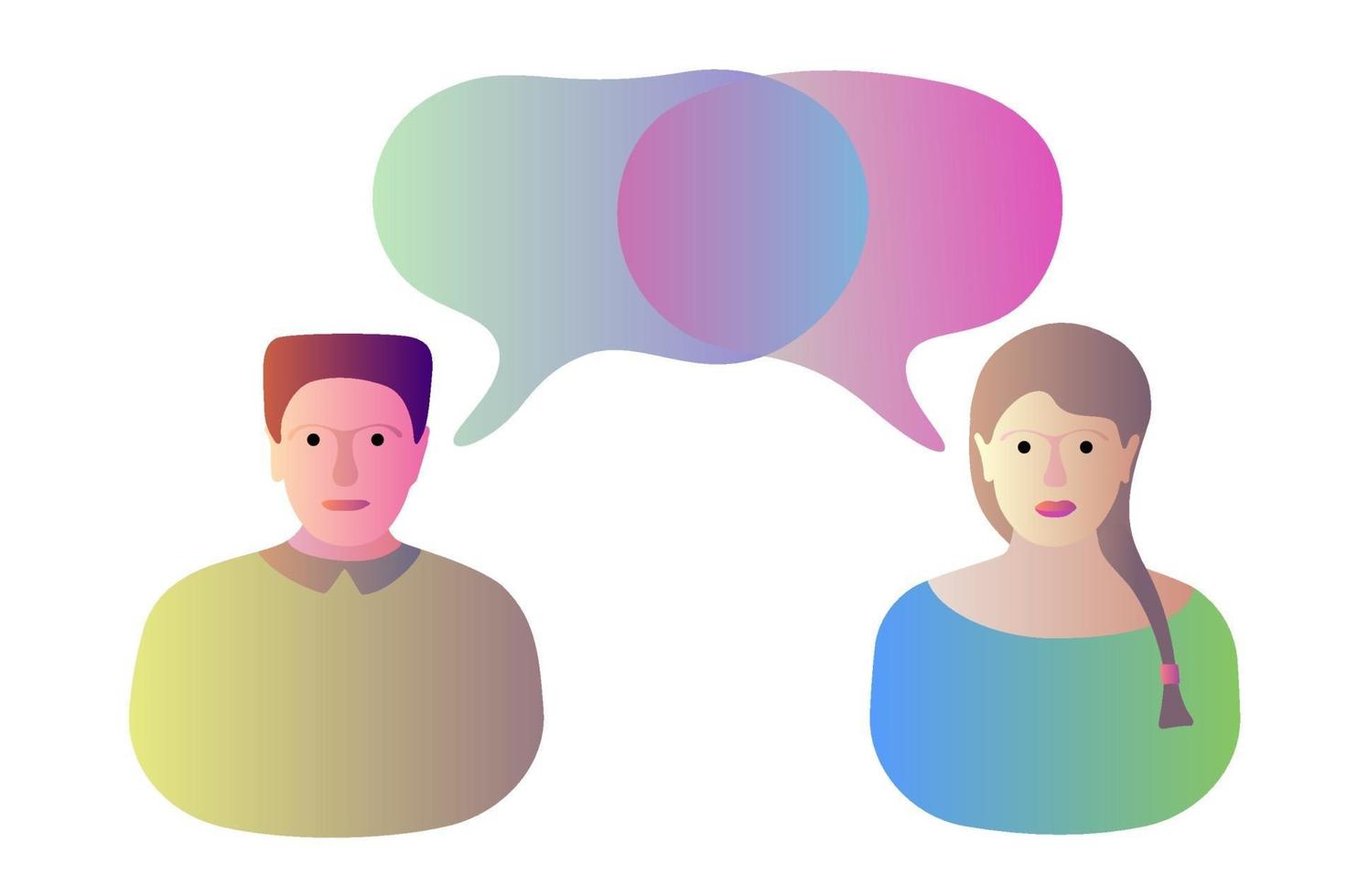 Man woman chatting dialog communication concept. Modern liquid vector