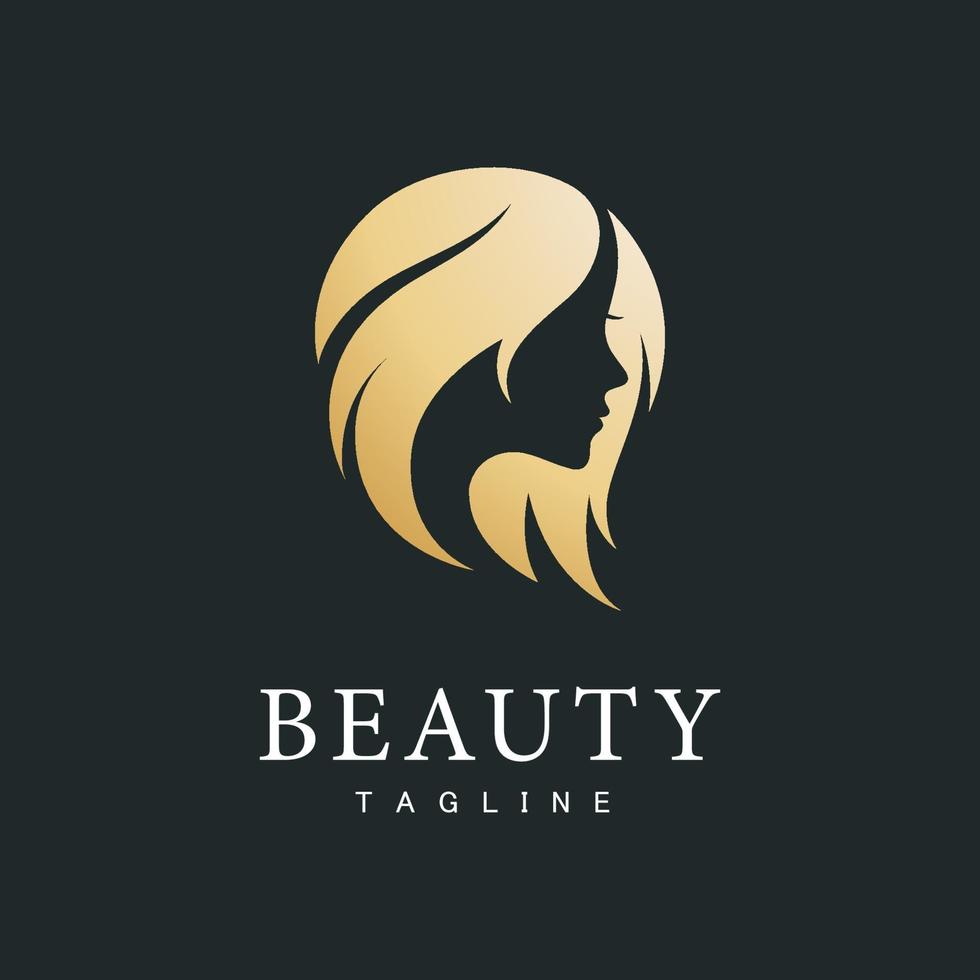 Elegant woman Logo  with  gold gradient design vector