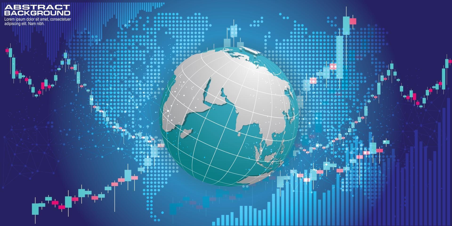 Círculos de tecnología abstracta y fondo de vector de mapa mundial.