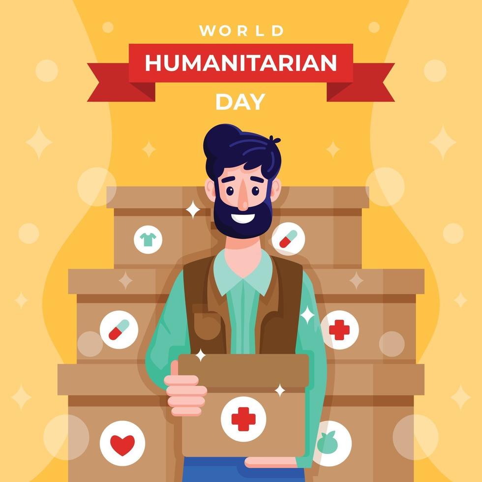 personaje del hombre del día mundial humanitario vector