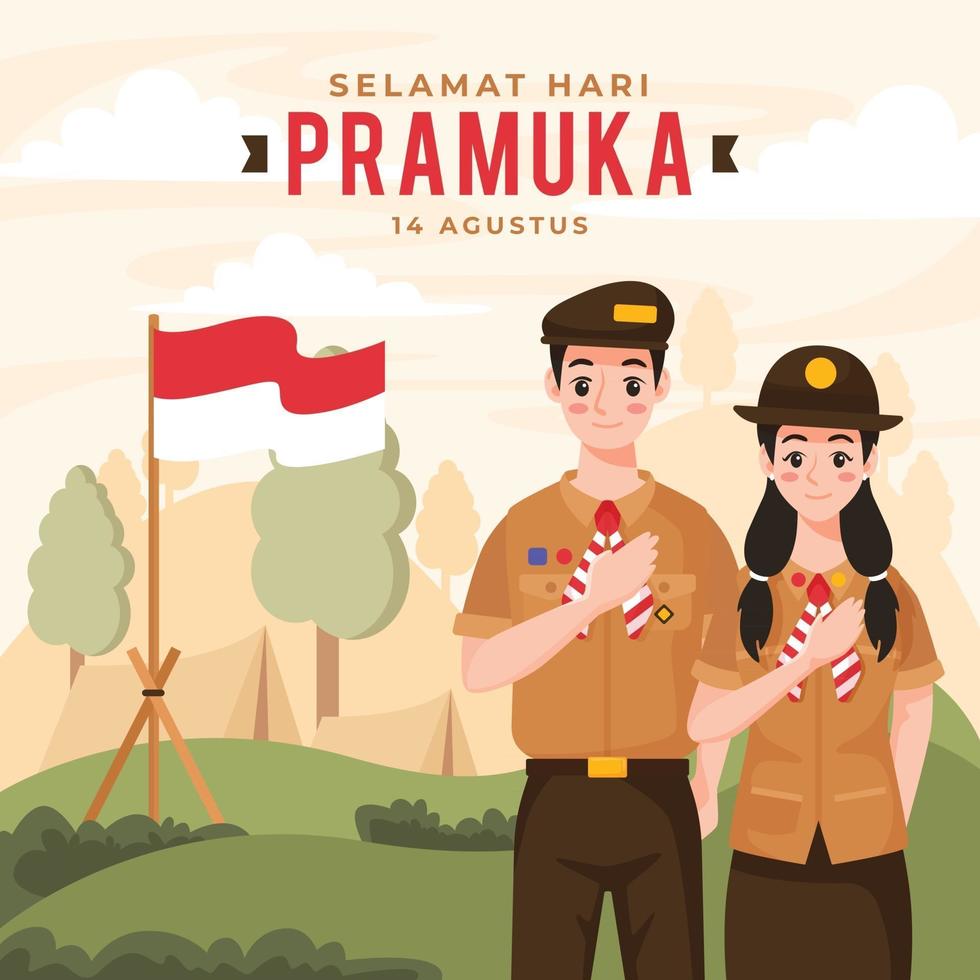 Cheerful Pramuka Day Concept vector