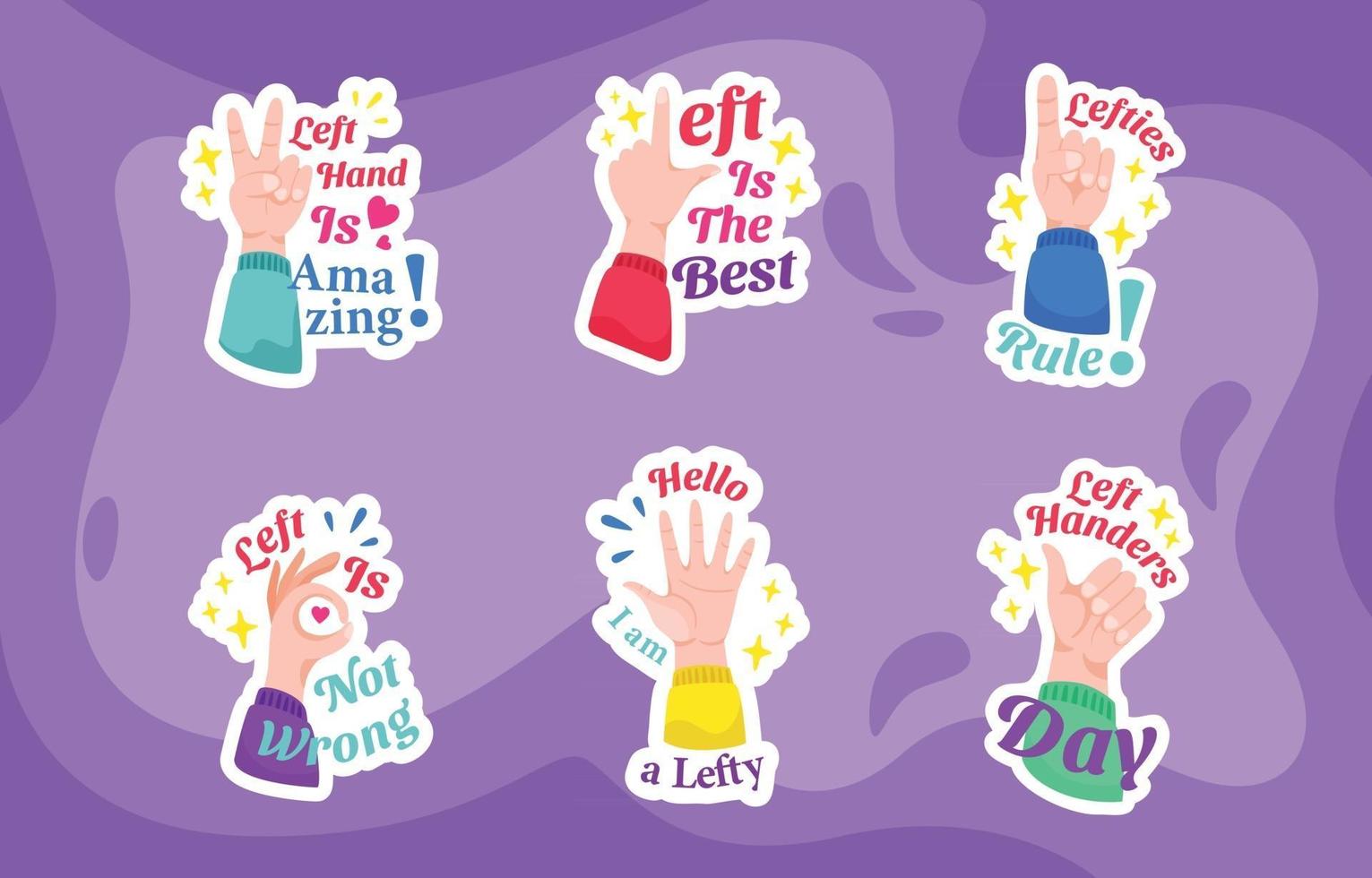 Cute Flat Sticker Set Happy Left Handers Day vector