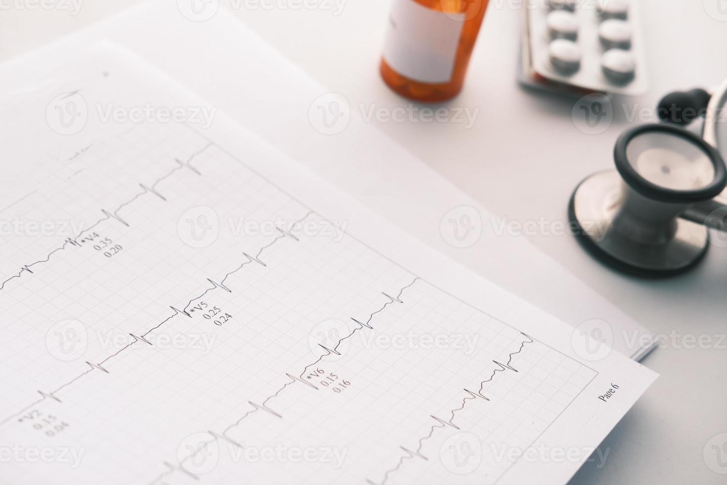 prescription medical pills on a cardio diagram. photo