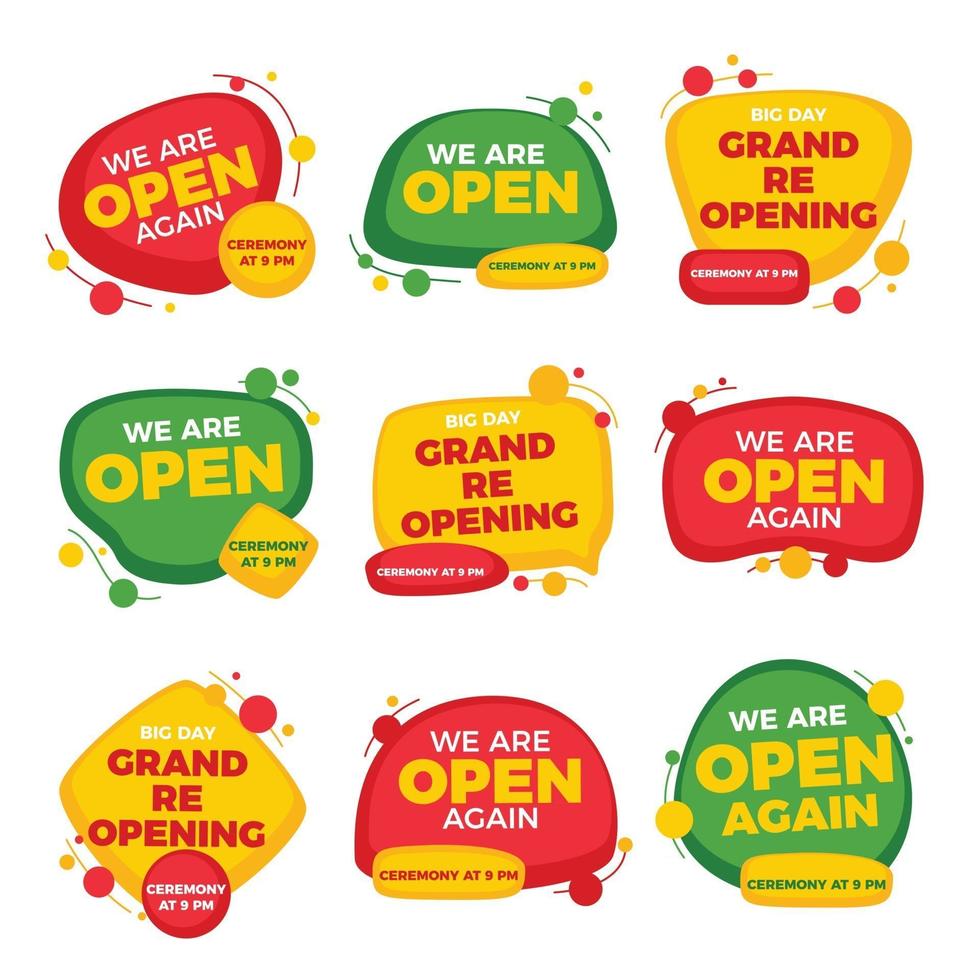 Eye Catching Grand Reopening Stickers vector