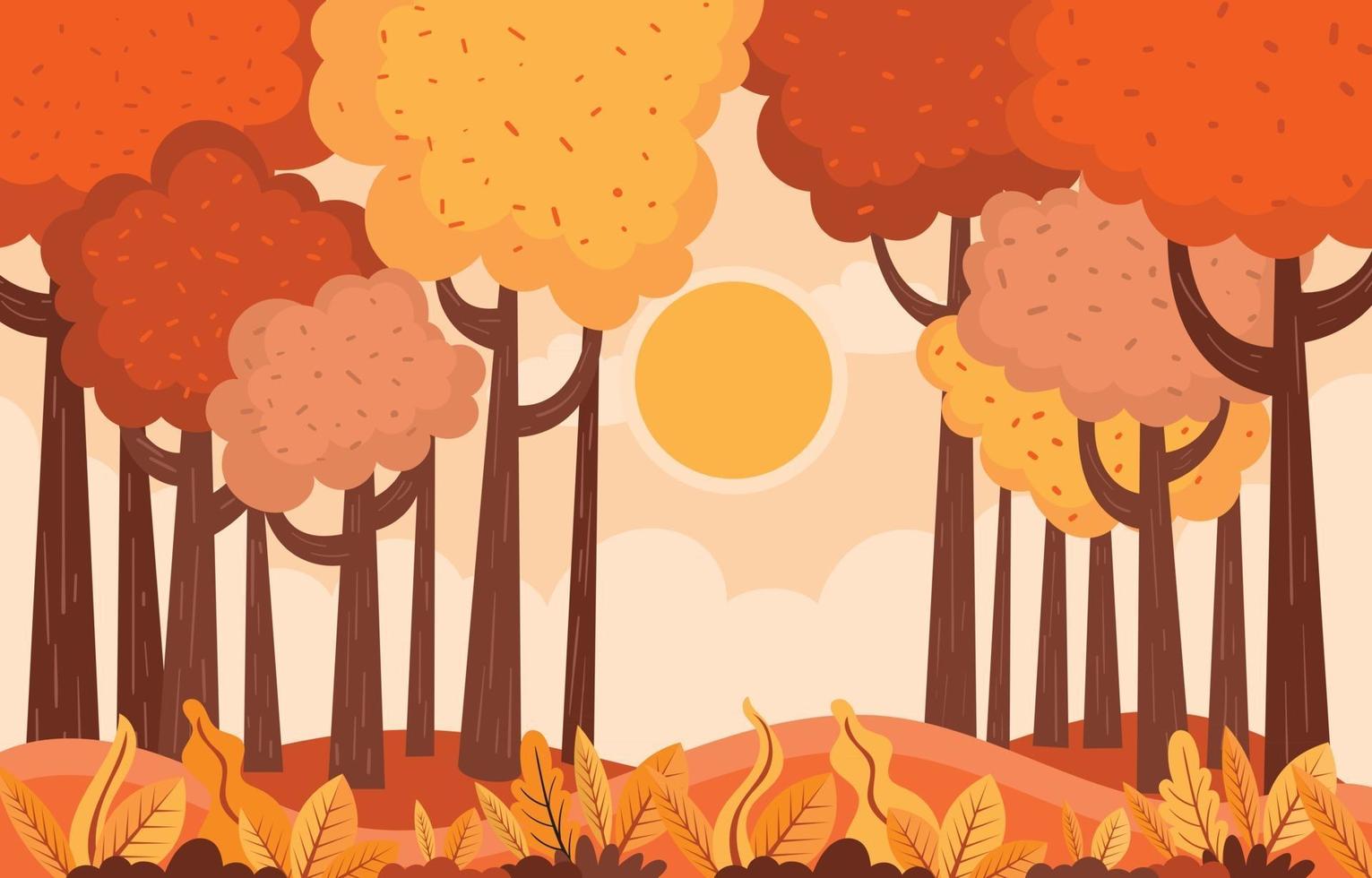 tarde de color naranja brillante durante la temporada de otoño antecedentes vector