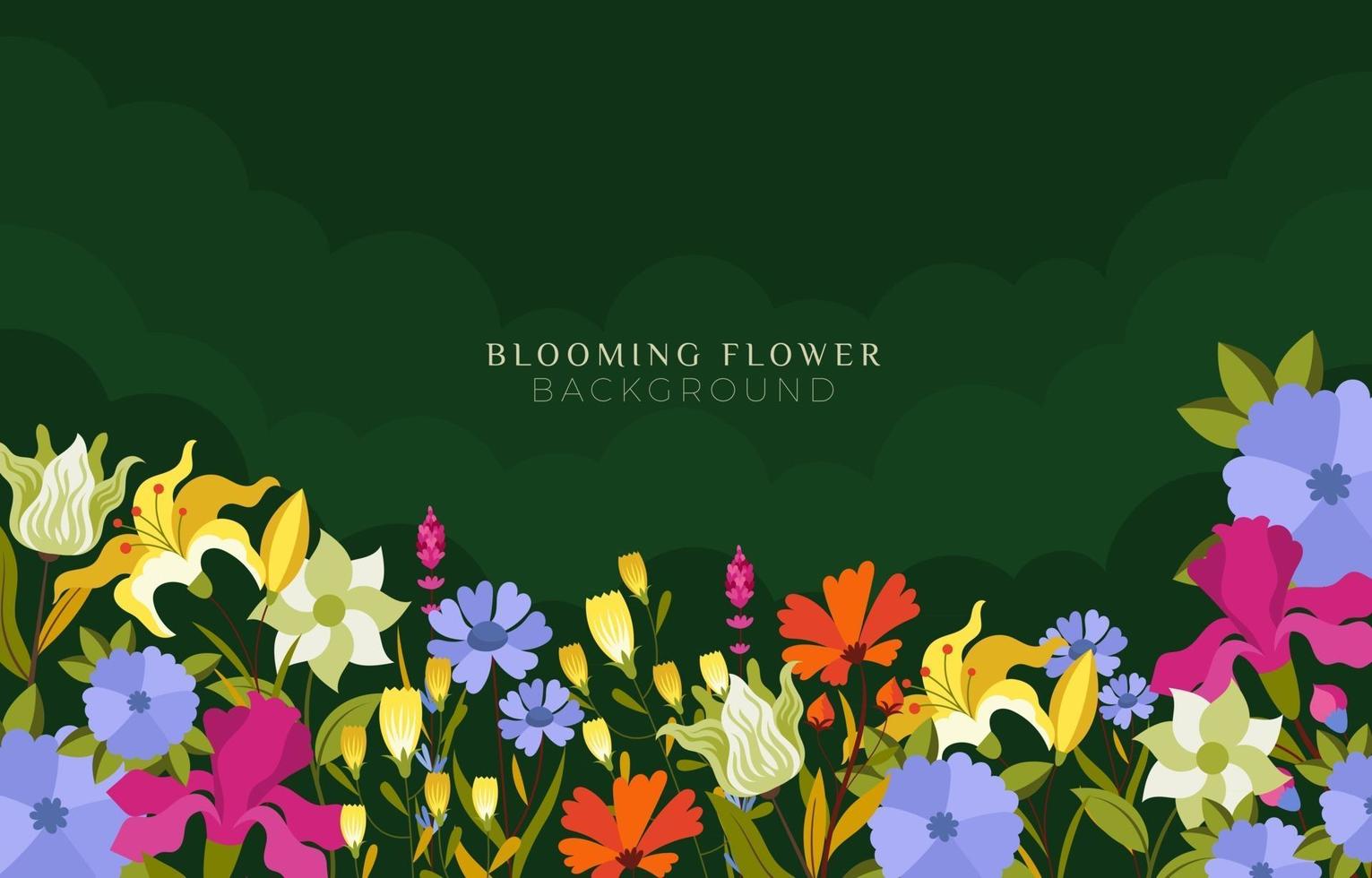 Colorful Field of Flower on a Green Background vector