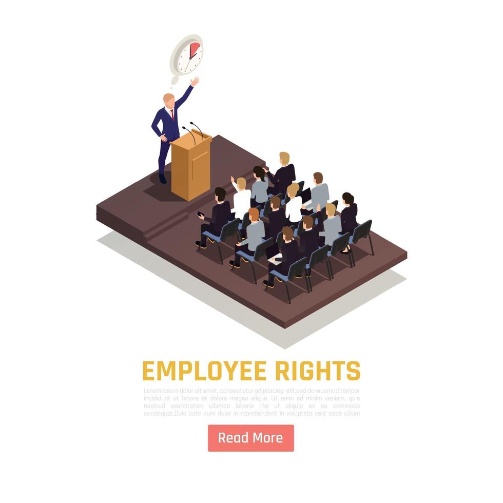 Employees Rights Rights Isometric Composition Vector Illustration