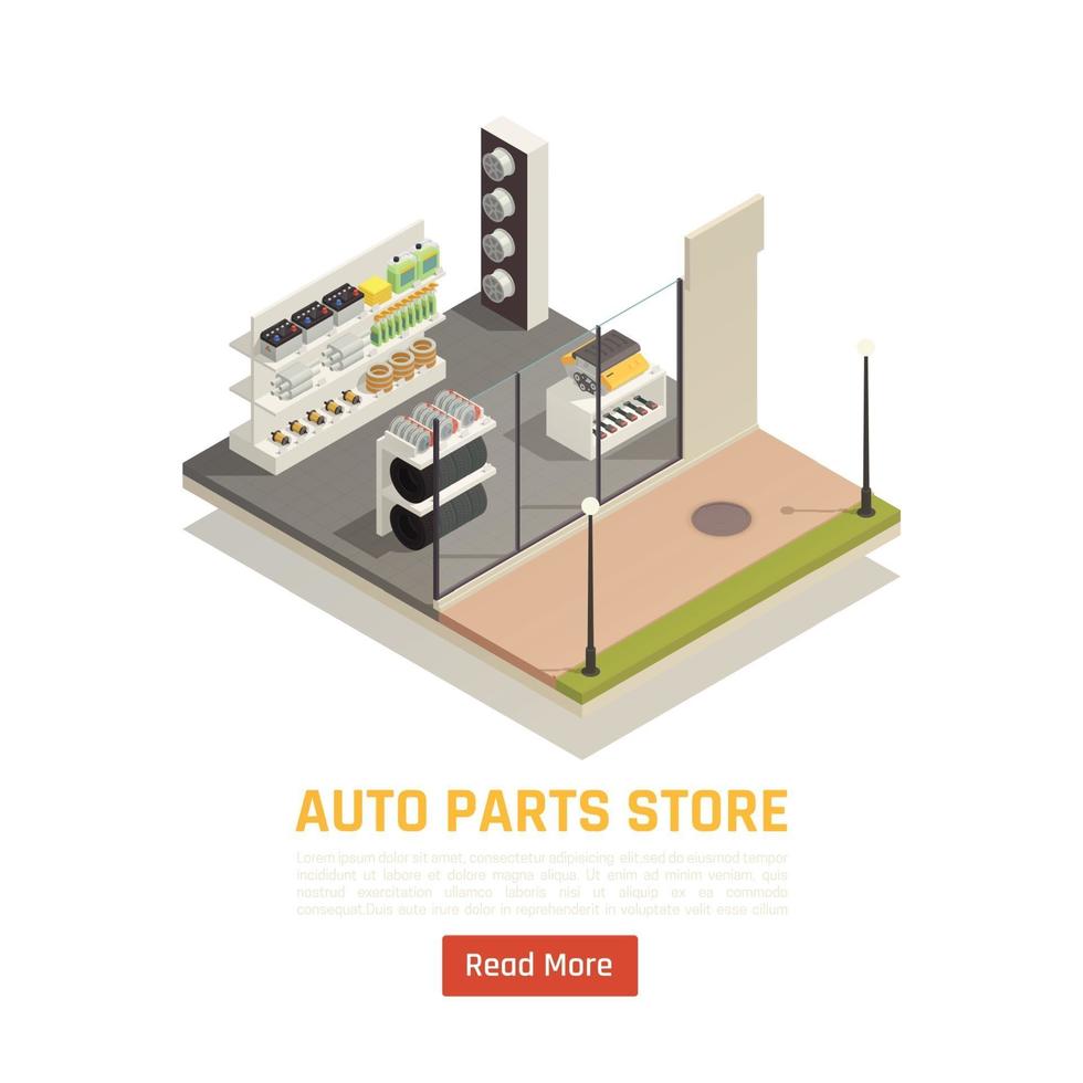 Car Parts Store Isometric Vector Illustration