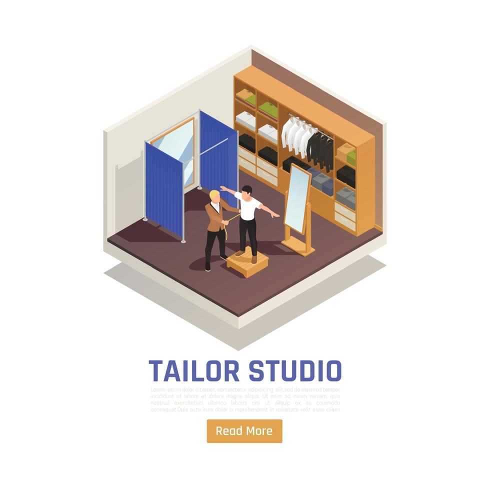 Tailor Studio Isometric Composition Vector Illustration