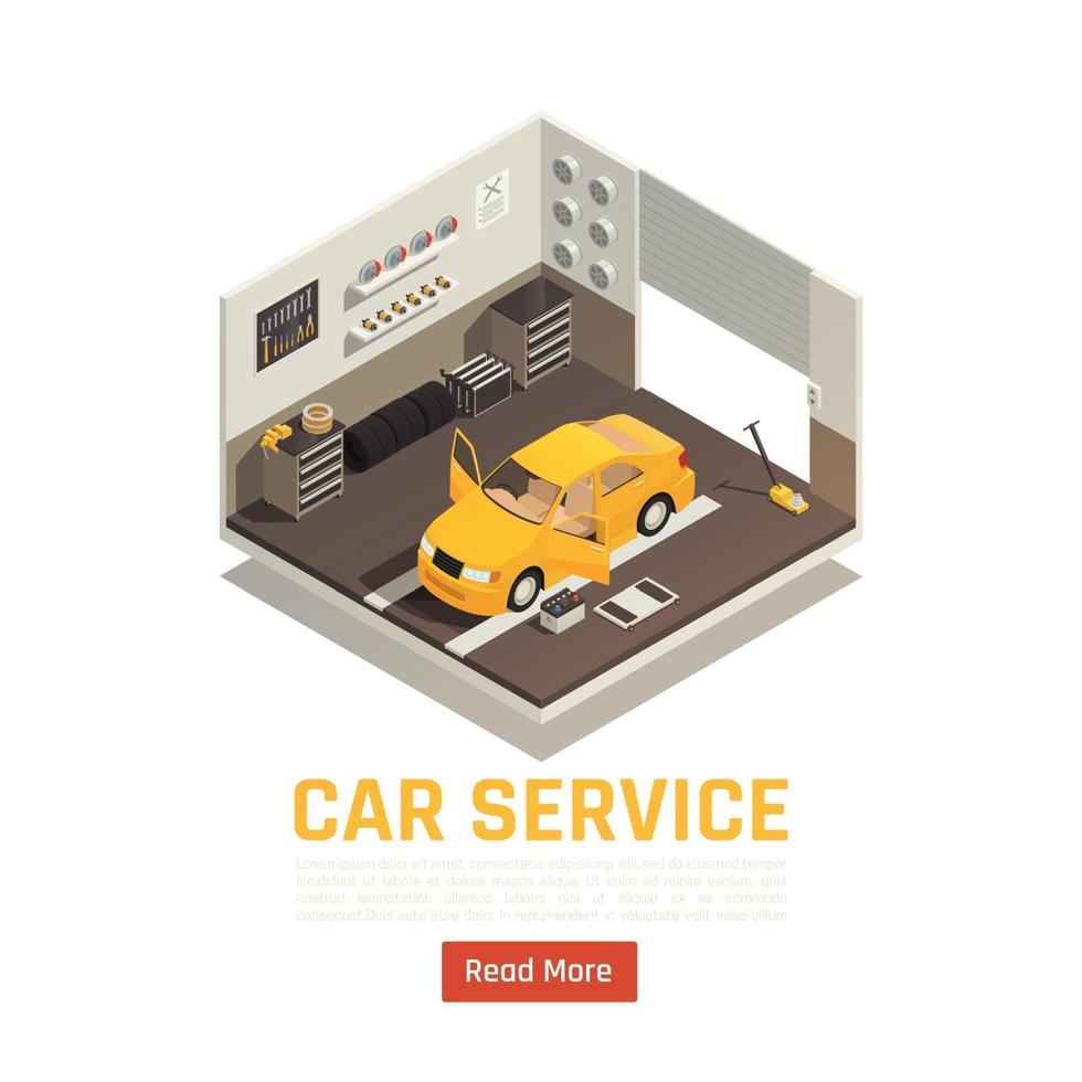 Car Service Isometric Composition Vector Illustration