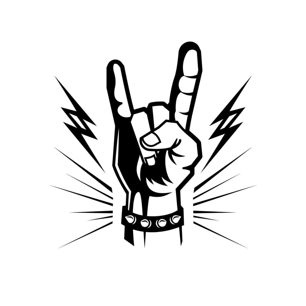 Hand Rock And Roll Composition Vector Illustration