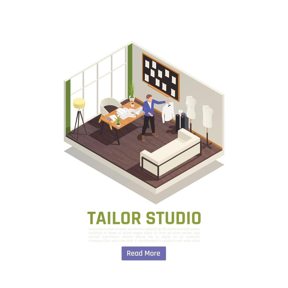 Fashion Designer Studio Isometric Vector Illustration