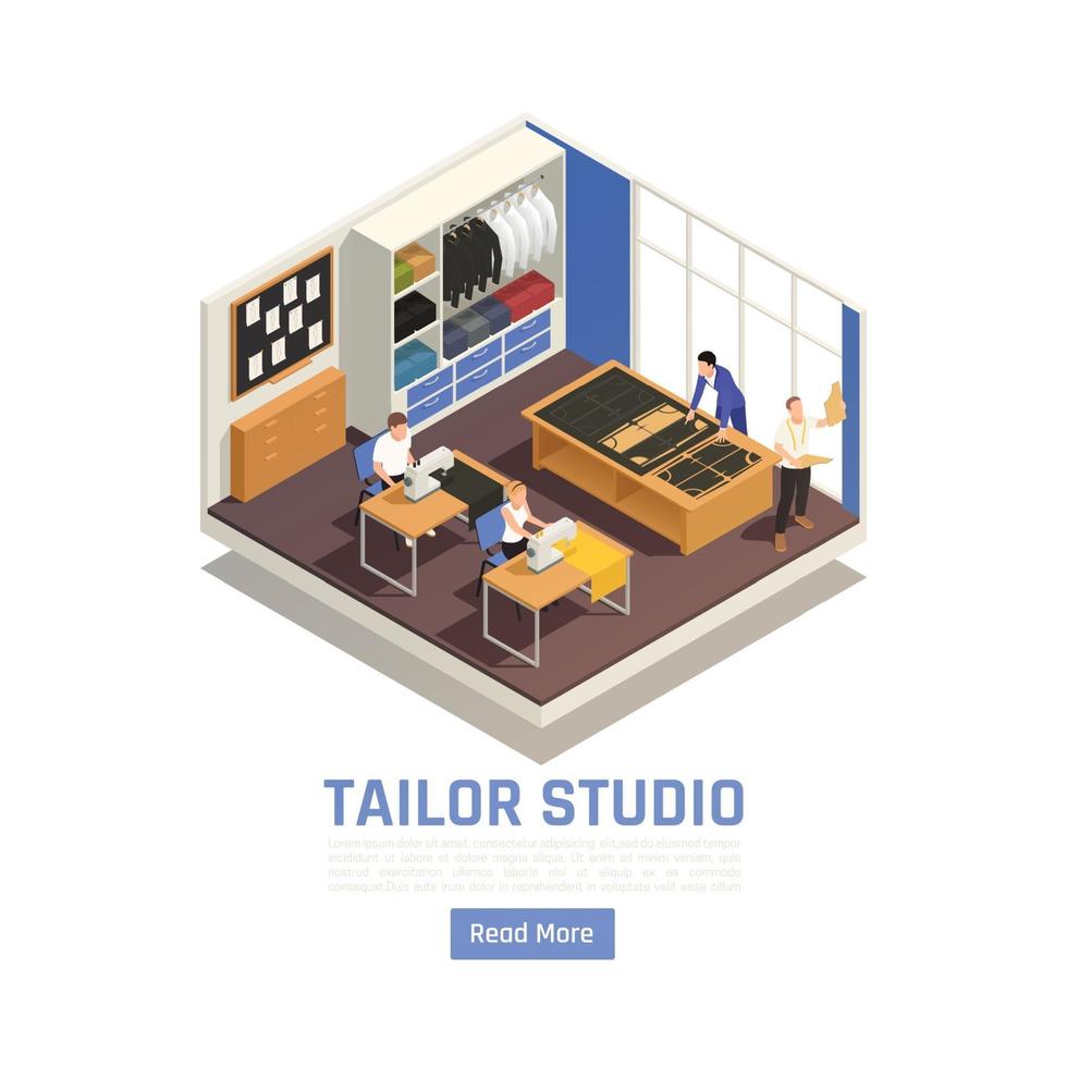 Tailor Studio Isometric Composition Vector Illustration