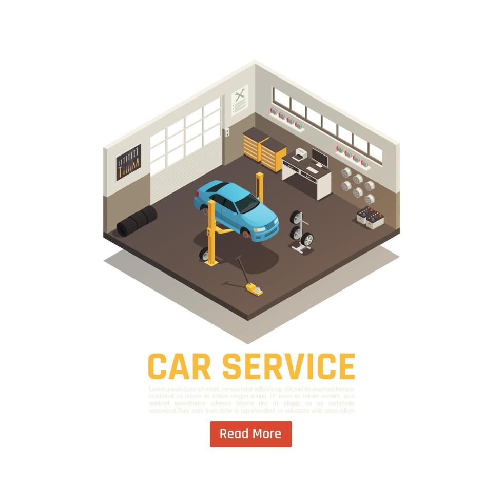 Car Service Isometric Composition Vector Illustration