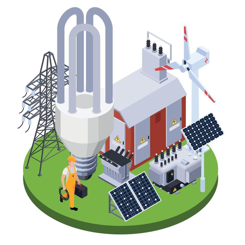 Ilustración de vector de ilustración isométrica de electricidad