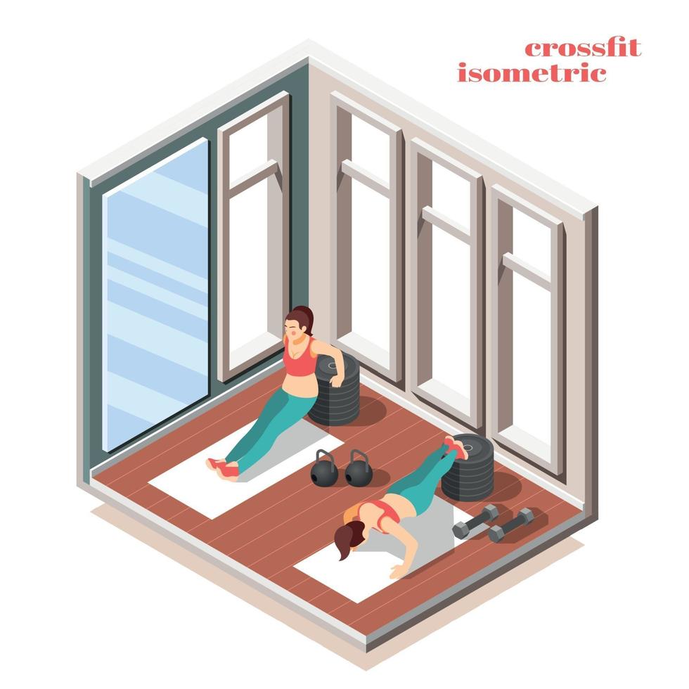 Fitness Workout Isometric Composition Vector Illustration