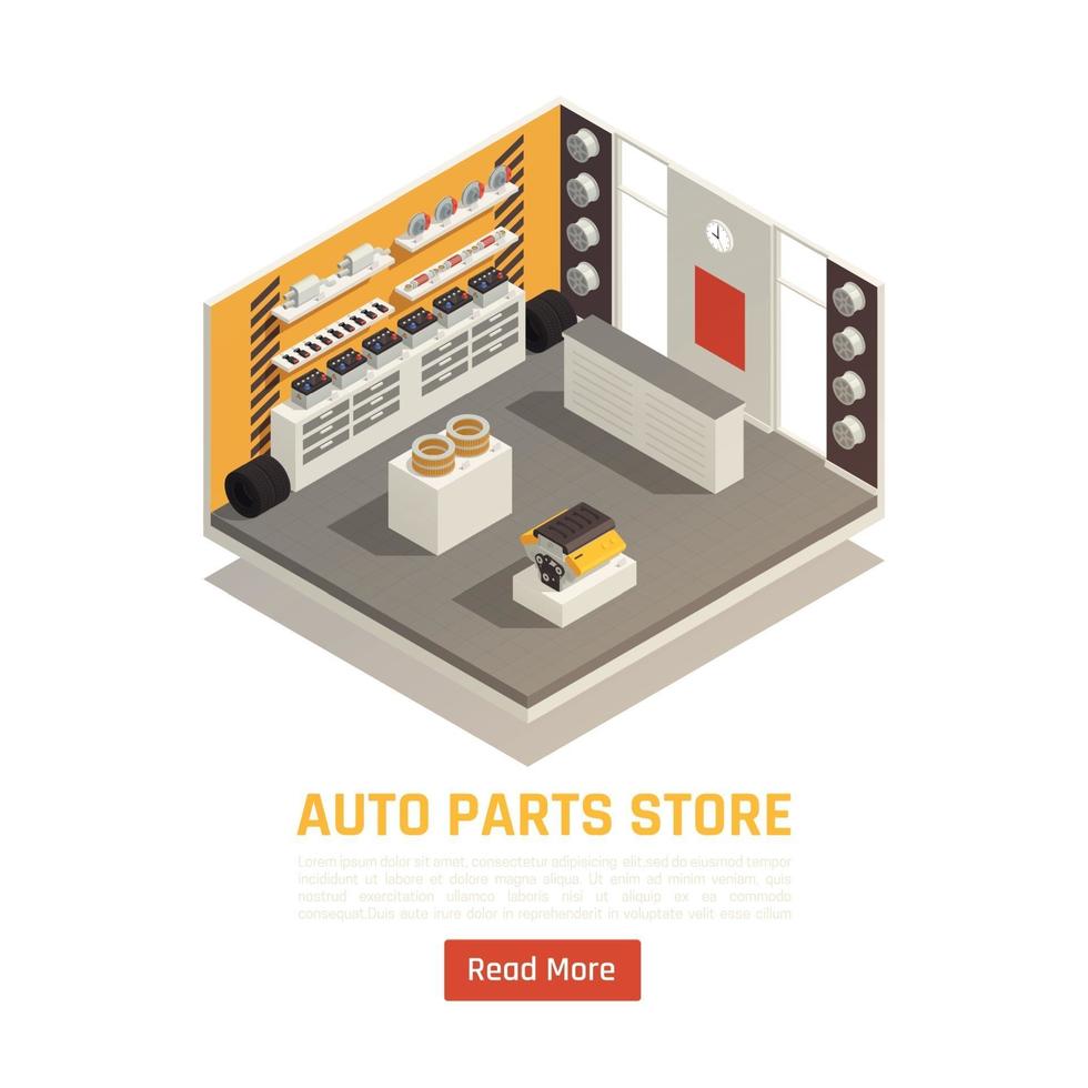 Auto Parts Store Isometric Vector Illustration