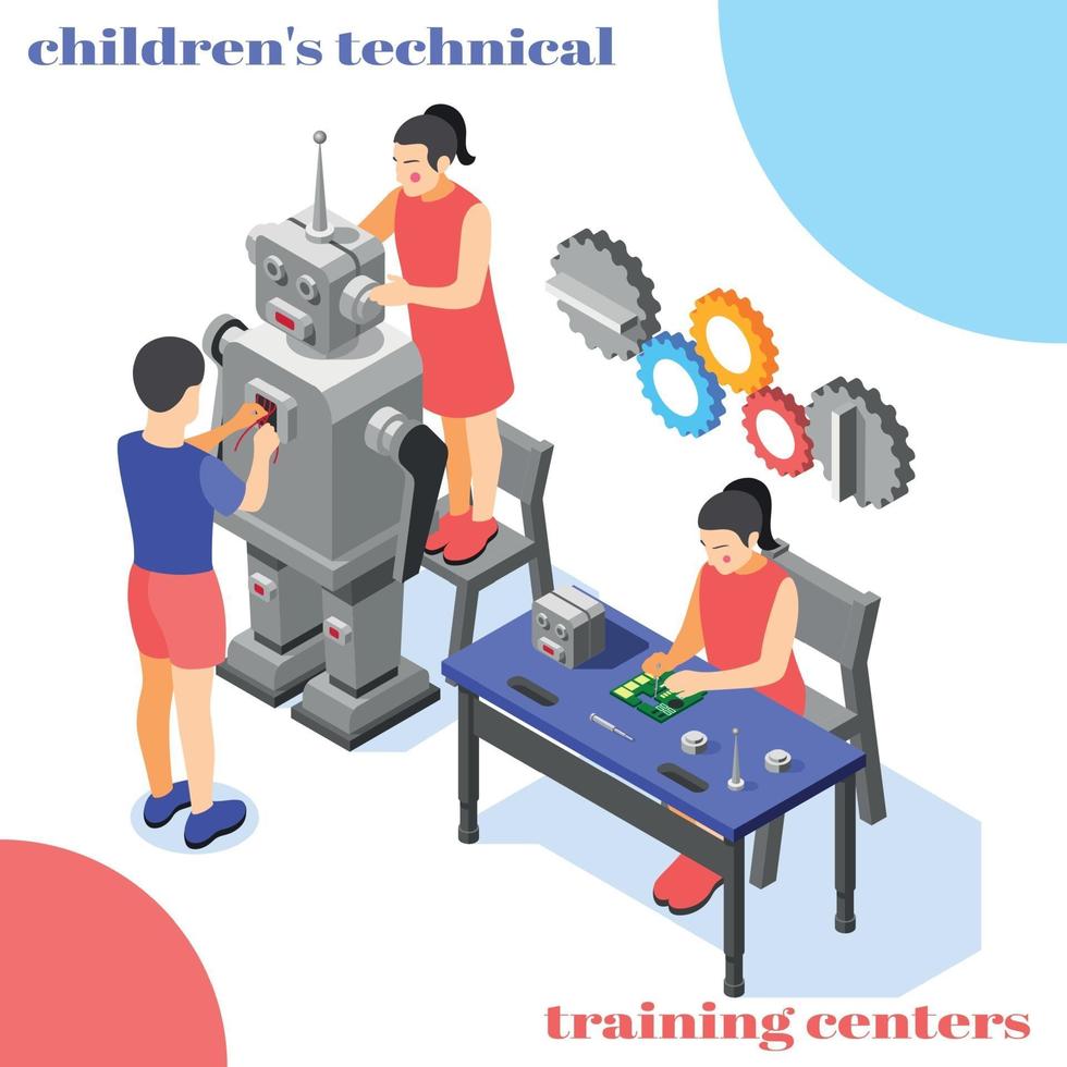 Ilustración de vector de fondo de formación técnica de niños