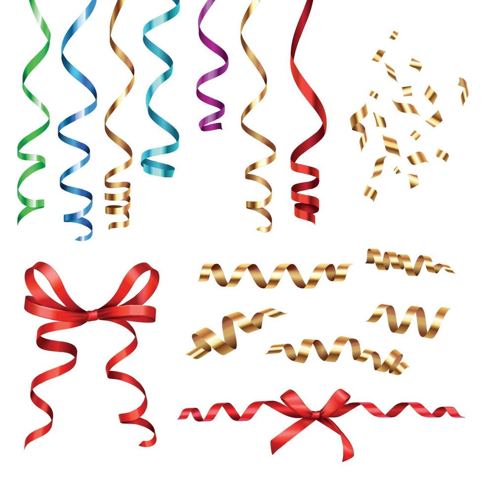 Ribbons Serpentine Realistic Collection Vector Illustration