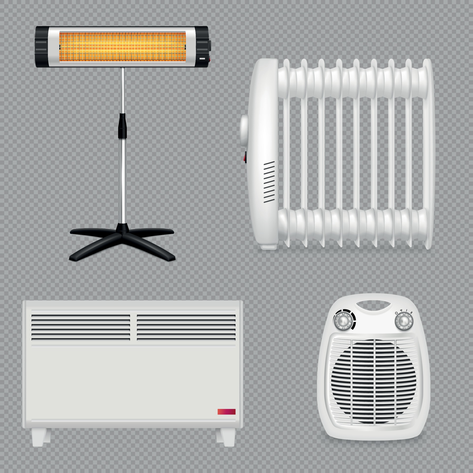 Realistic Home Heaters Set Vector Illustration 3024341 Vector Art at