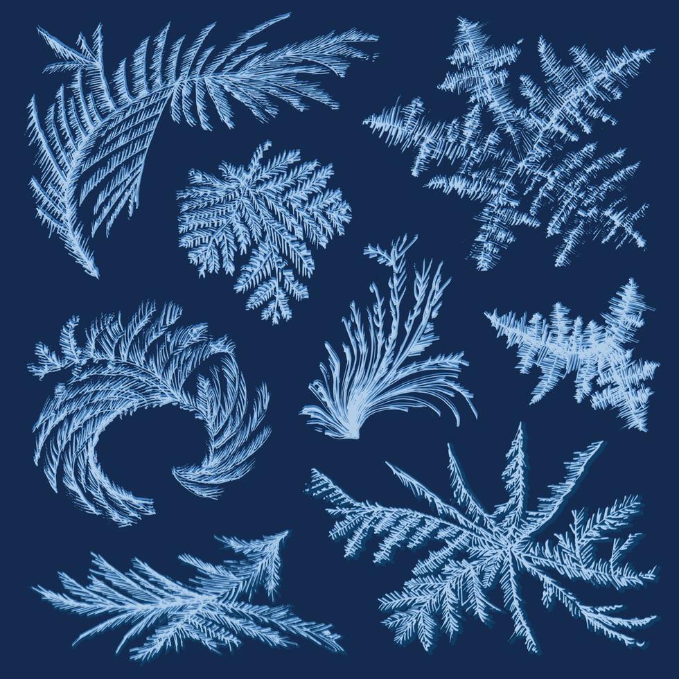 Realistic Frost Ice Set Vector Illustration