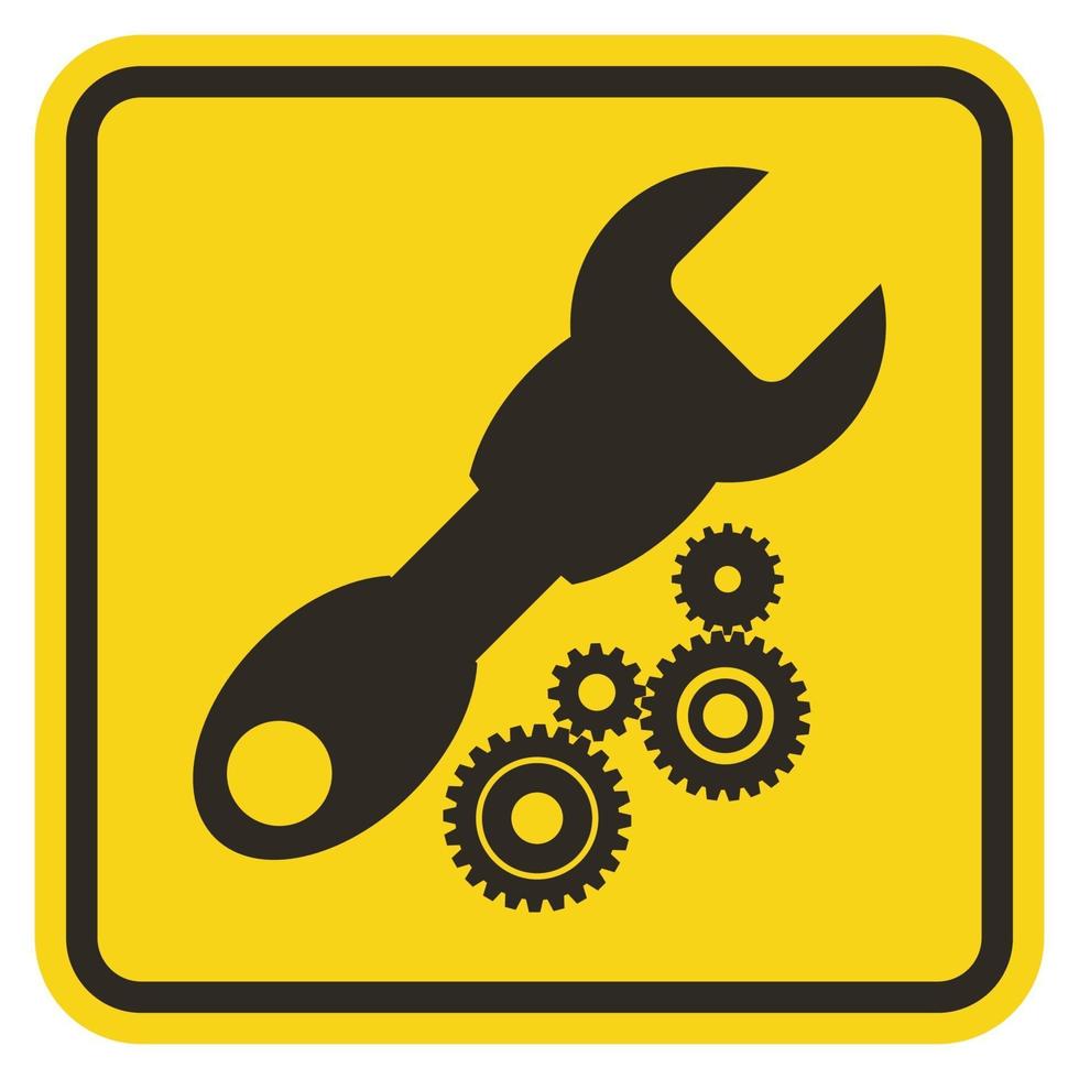 Signo de herramienta de servicio de símbolo sobre fondo amarillo vector