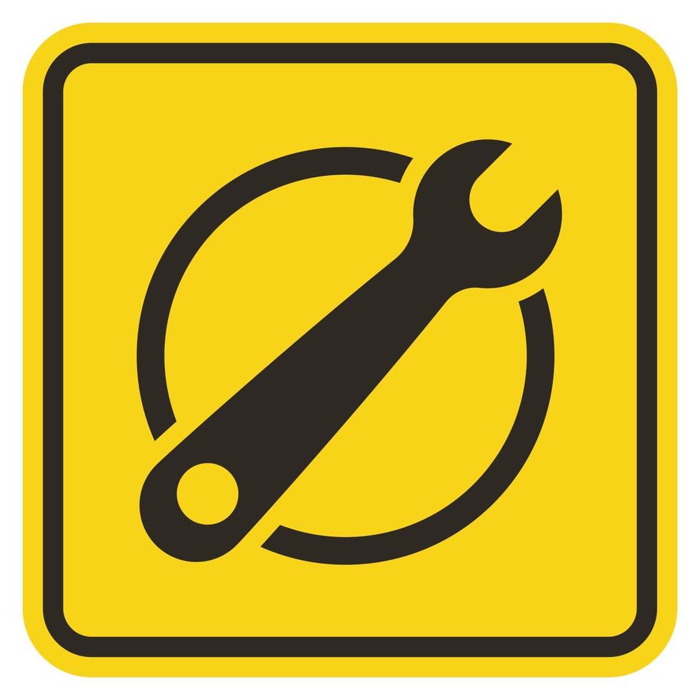 Signo de herramienta de servicio de símbolo sobre fondo amarillo vector