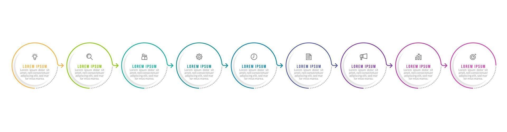 Vector Infographic Design with Icons and 9 Options or Steps