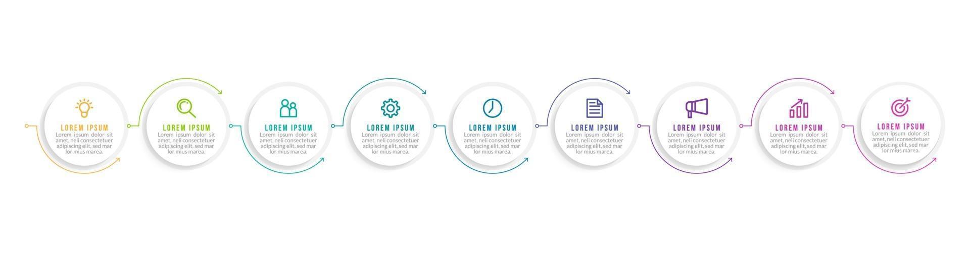 Vector Infographic Design with Icons and 9 Options or Steps