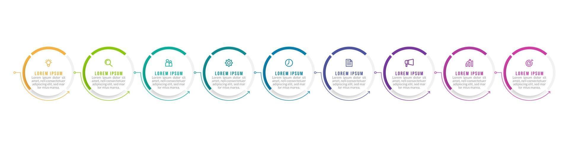 Vector Infographic Design with Icons and 9 Options or Steps
