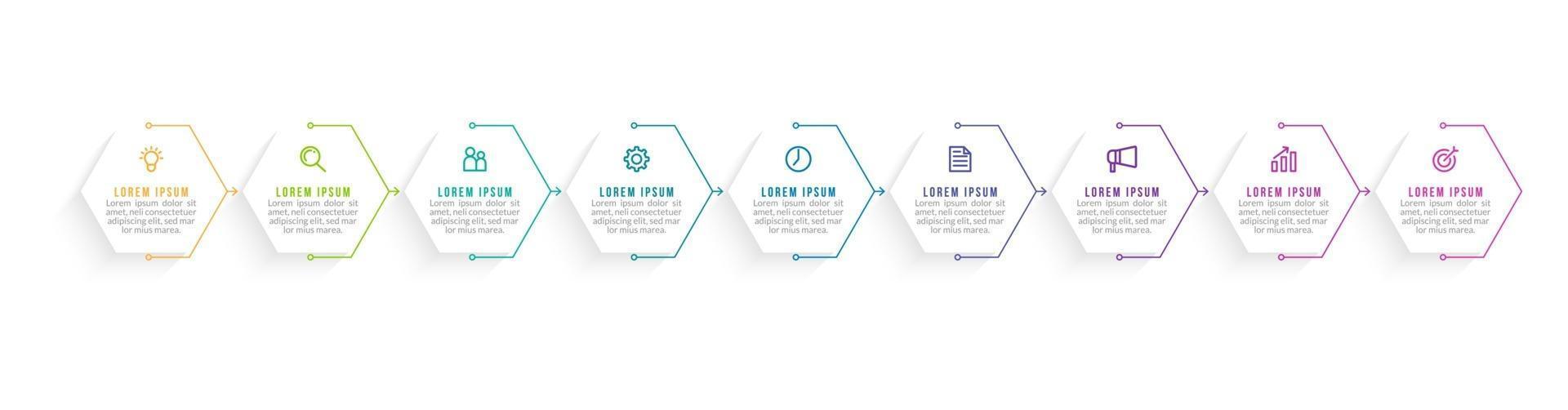 Vector Infographic Design with Icons and 9 Options or Steps