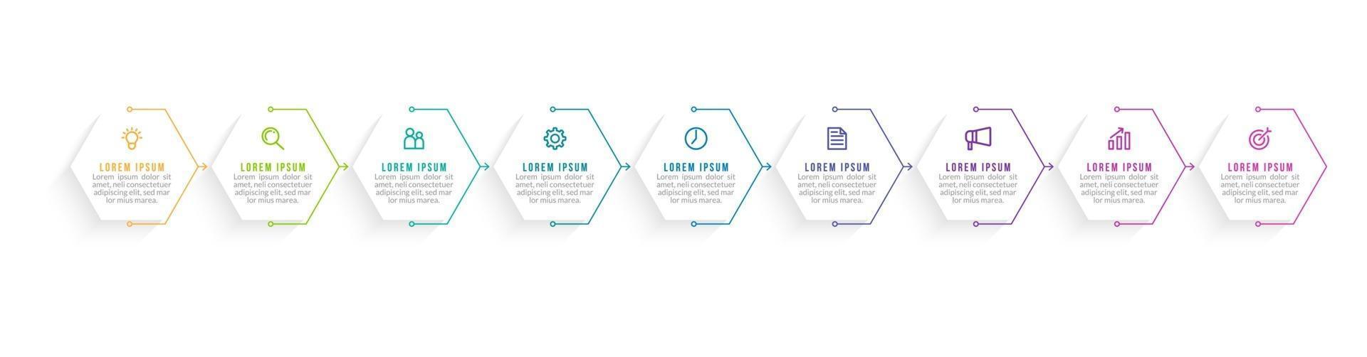 Vector Infographic Design with Icons and 9 Options or Steps