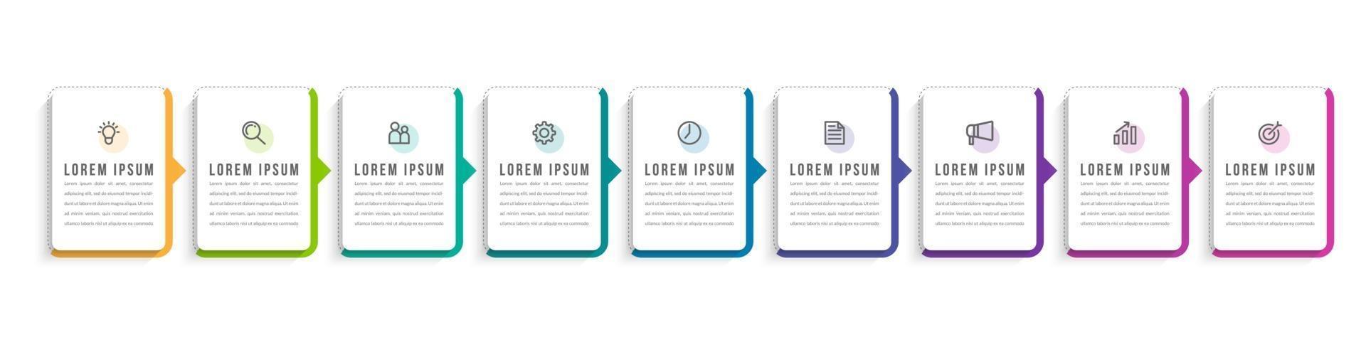 Vector Infographic Design with Icons and 9 Options or Steps