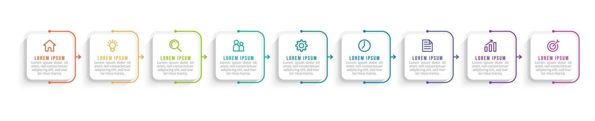Vector Infographic Design with Icons and 9 Options or Steps