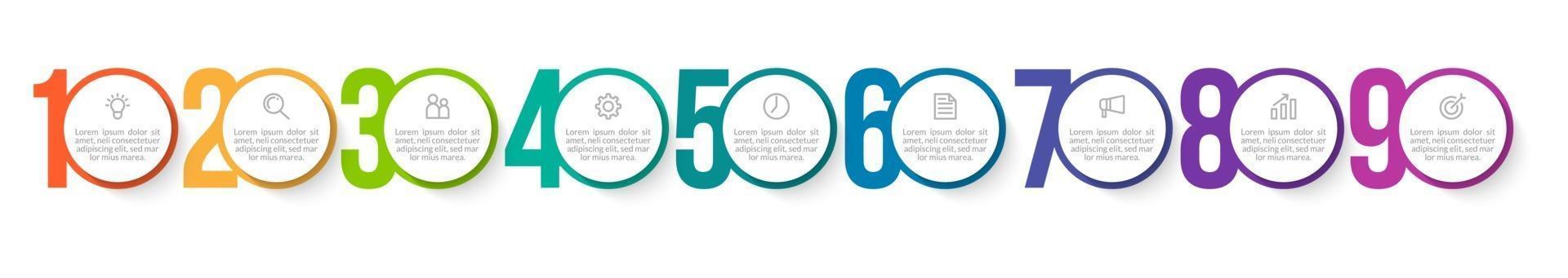 Vector Infographic Design with Icons and 9 Options or Steps