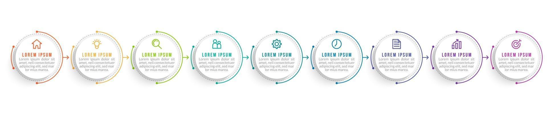 Vector Infographic Design with Icons and 9 Options or Steps