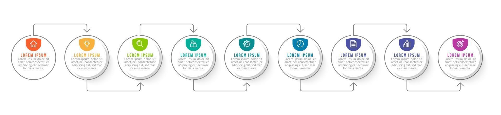 Diseño infográfico vectorial con iconos y 9 opciones o pasos. vector