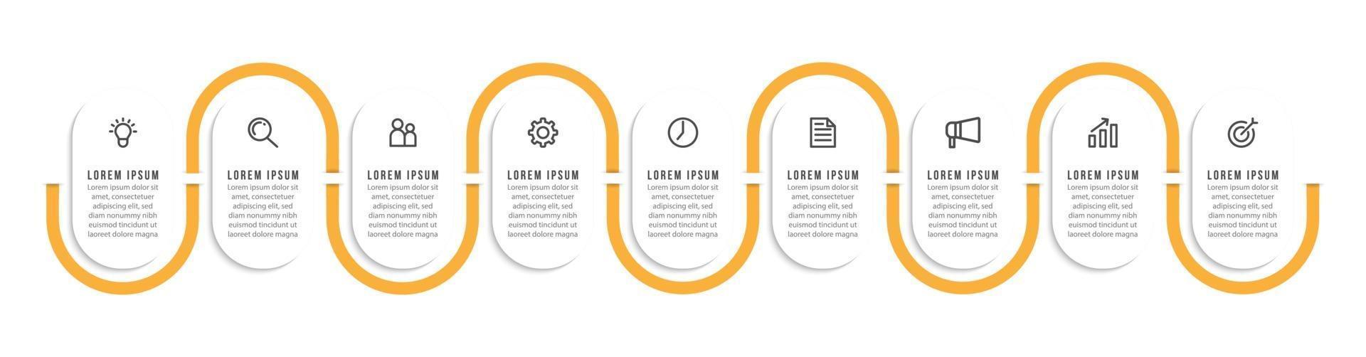 Vector Infographic Design with Icons and 9 Options or Steps